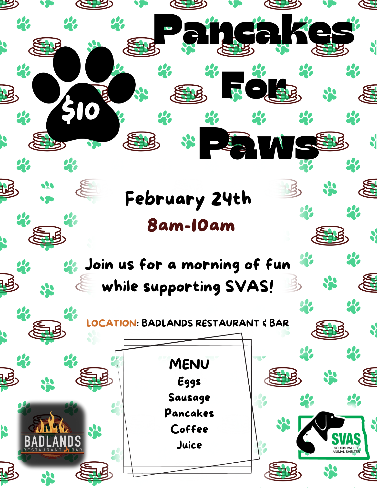 Pancakes for Paws Badlands Flyer
